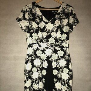 Karl Lagerfeld Black & White Lined Floral Dress